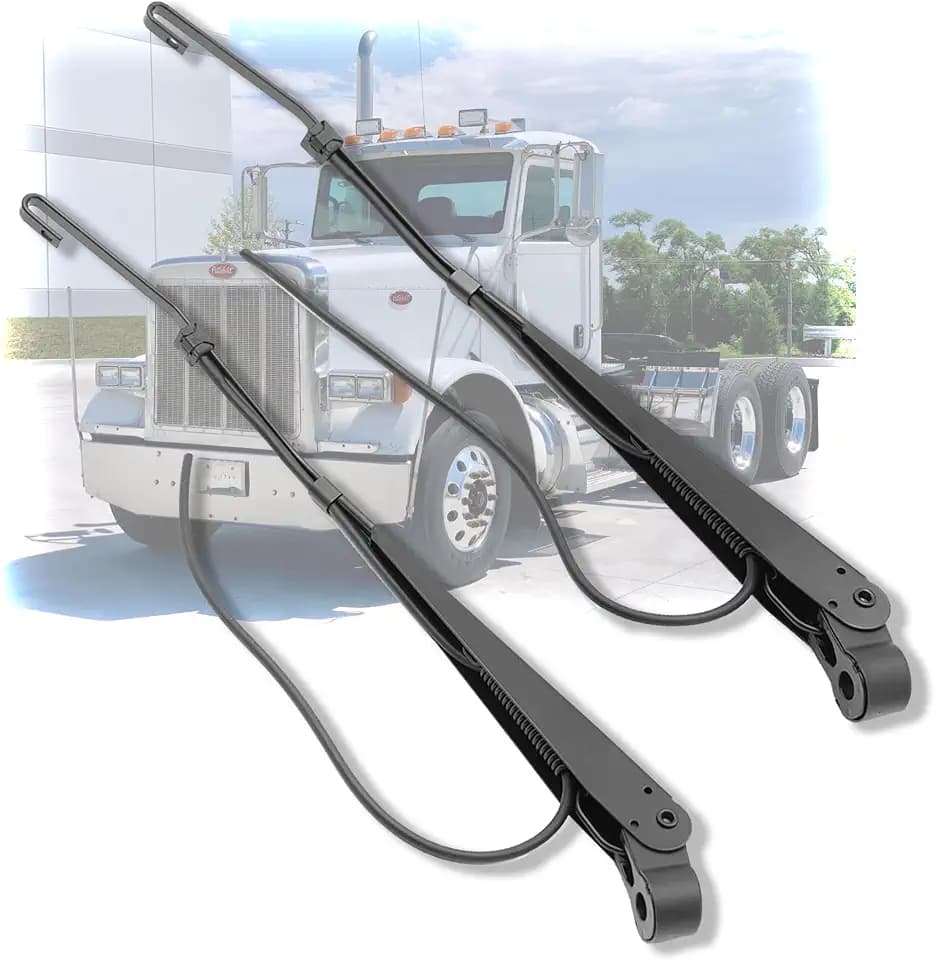 1 Pair Front Windshield Wiper Arm Kit Noiseless Rust Protection Fits Compatible with 1990-2007 Peterbilt 379 Replace OE 6025411 R236002 Left and Right Long