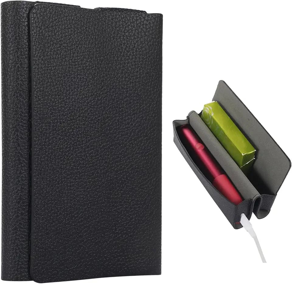 Schutzhülle Kompatibel mit IQOS ILUMA ONE/ILUMA i one Aufbewahrungstasche E-Zigarette Tasche Schutz PU-Leder Organizer Case Zigarettenetuis Schutztasche Hülle (schwarz)