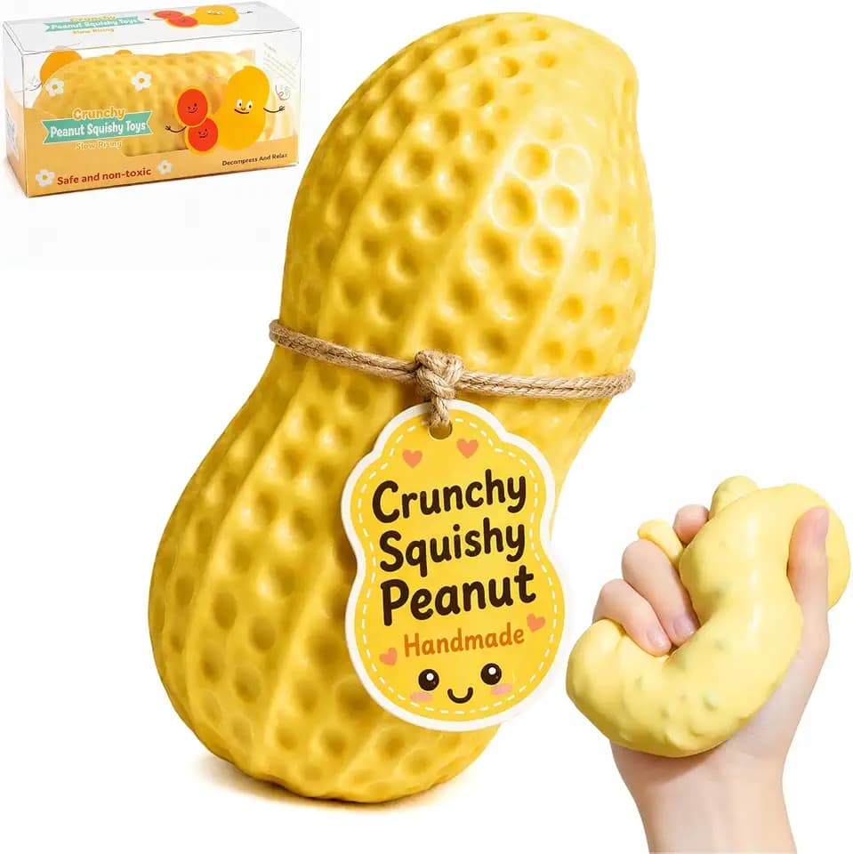 Crunchy Peanut Squishy Toys,Slow Rise Fidget Squeeze Toy for Stress Relief