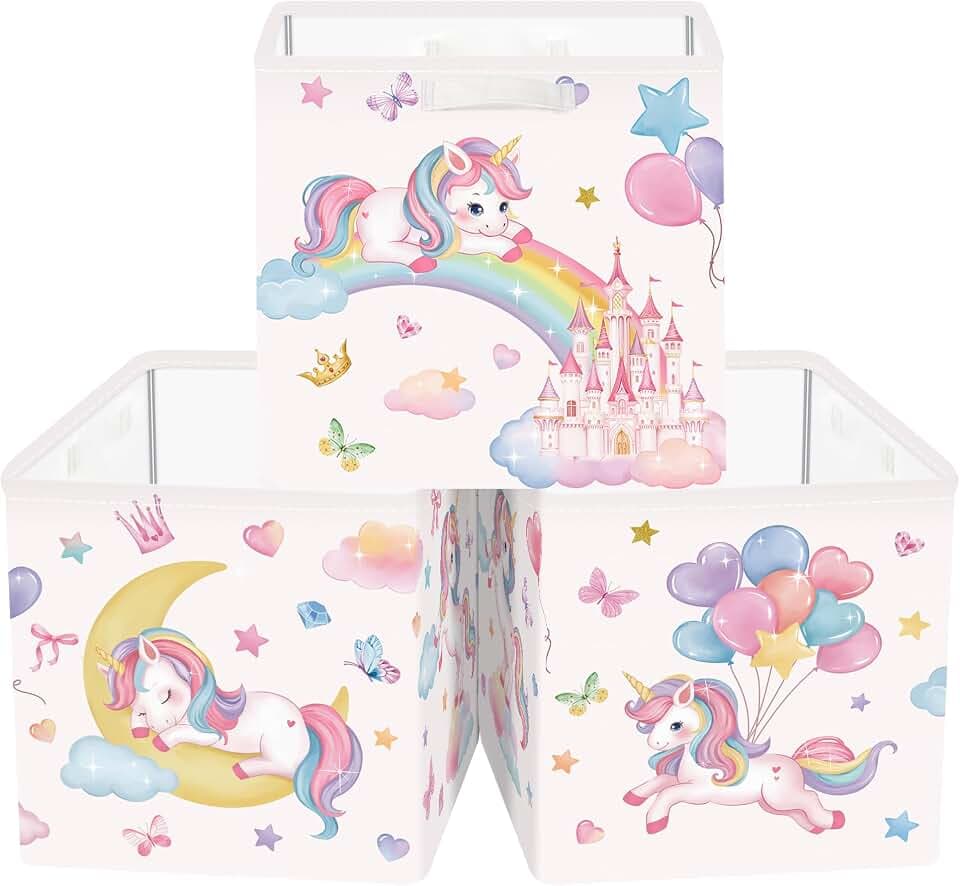 Clastyle 3 Stück Einhorn Kinder Aufbewahrungsbox Kinderzimmer Kallax boxes