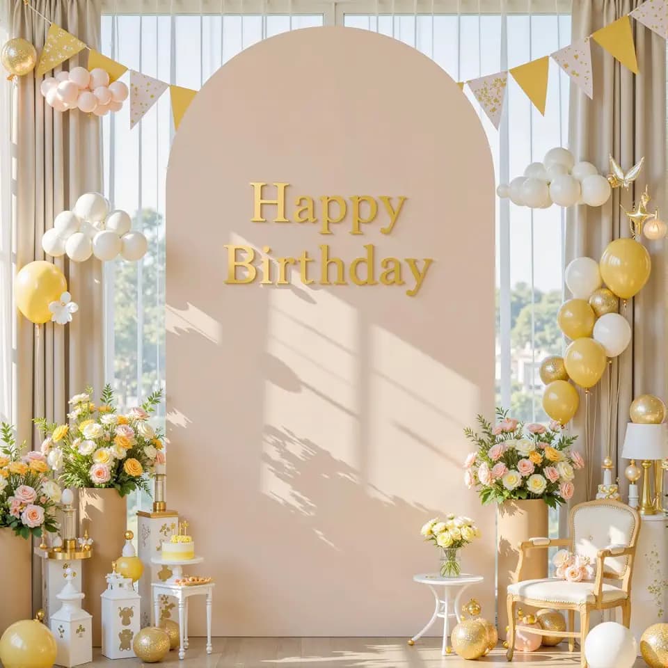 gogoparti 7.2FT Nude Arch Backdrop Cover - Stretchy Spandex Fabric Fitted Round Top Chiara Backdrop Arch Covers for Wedding, Birthday Party, Baby Shower, Photo Booth Photography Decoration