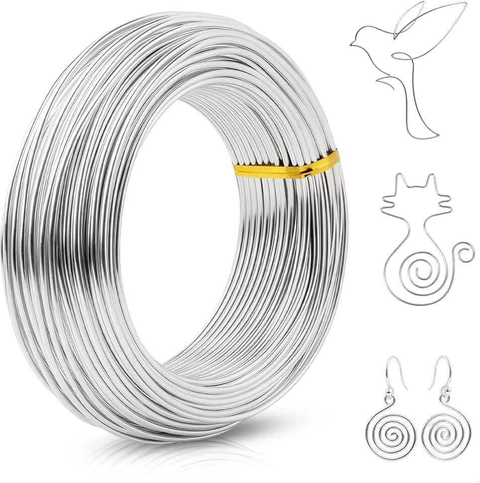 Basteldraht,Aluminiumdraht 2mm,Draht Zum Basteln,Schmuckdraht,(33M-Silver)
