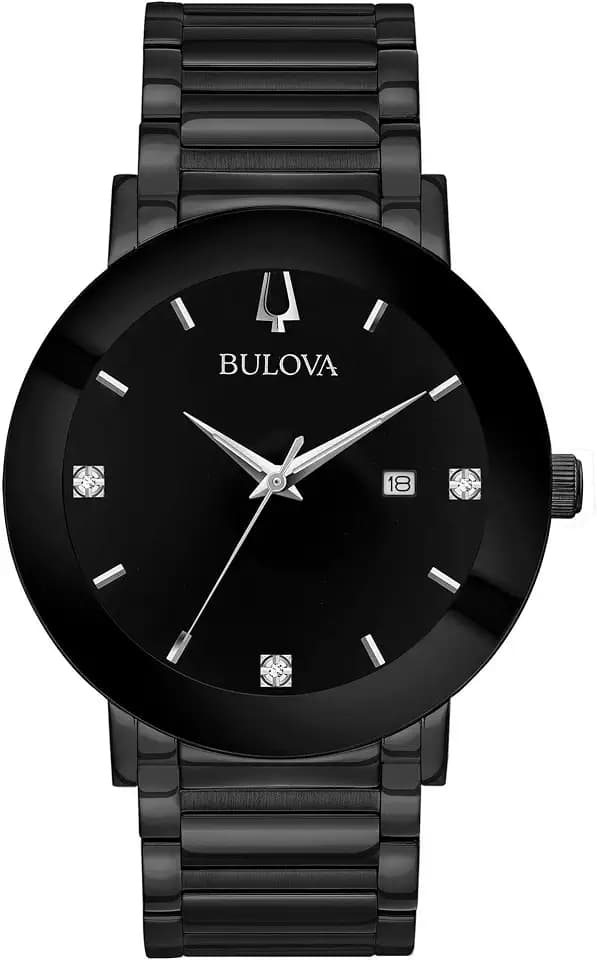 Bulova Men's 3-Hand Quartz Watch with Diamond Dial and Edge to Edge Crystal