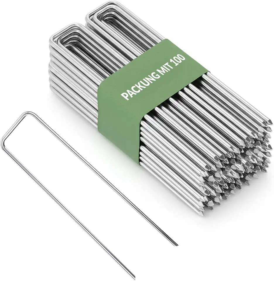 GARDENIX Unkrautvlies Erdnägel 100 Stück - perfekt für Gartenvlies, Zelt oder als Erdanker - Garten Bodenanker als Unkrautfolien, Heringe für Camping, Rasengitter - Erdspieße