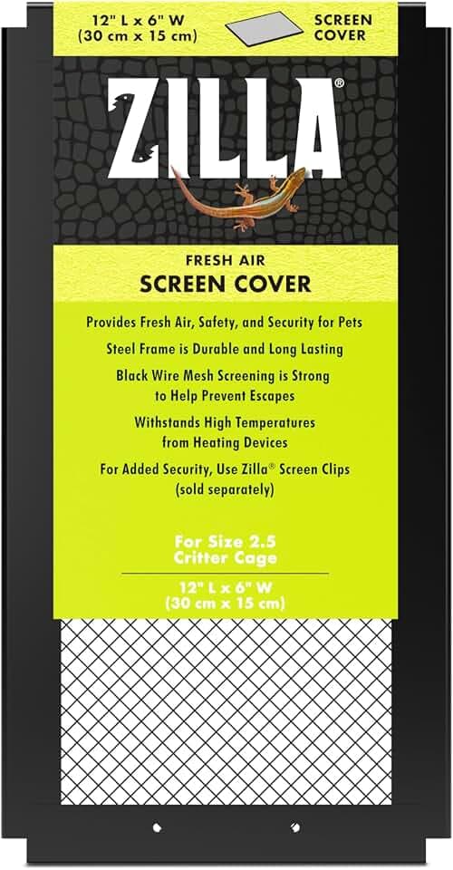 Zilla Fresh Air Screen Cover, Metal Mesh Terrarium Cover, 12 x 6 In