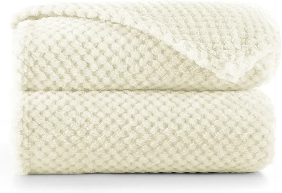 RESTILO Kuscheldecke 70x150 cm Creme Decke Microfaser Wohndecke Henry