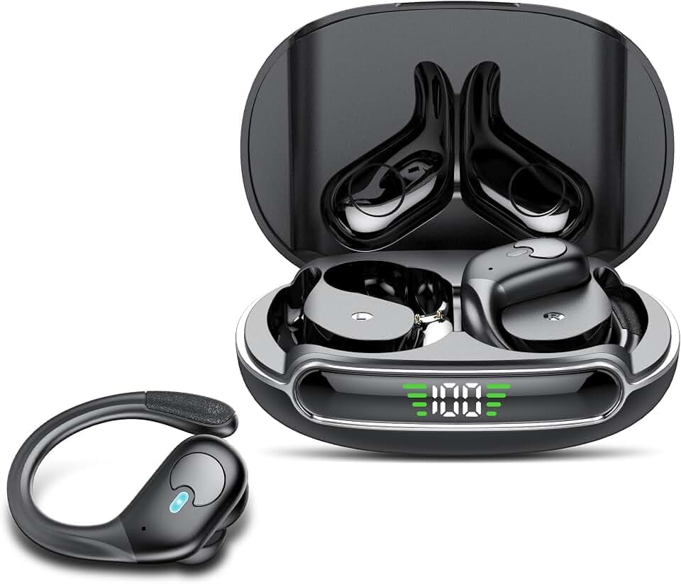 IKT Bluetooth Kopfhörer, Kopfhörer Kabellos Bluetooth 5.3, 60 Std Spielzeit USB-C Ladebox, LED-Anzeige, ENC Klarer Anruf, Tiefer Bass, Comfort Fit, IPX7 Wasserdichtes Kopfhörer Sport.
