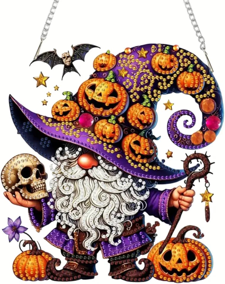Halloween Hanging Diamond Art Kits for Adults Pendant Suncatcher 8x8 Inch