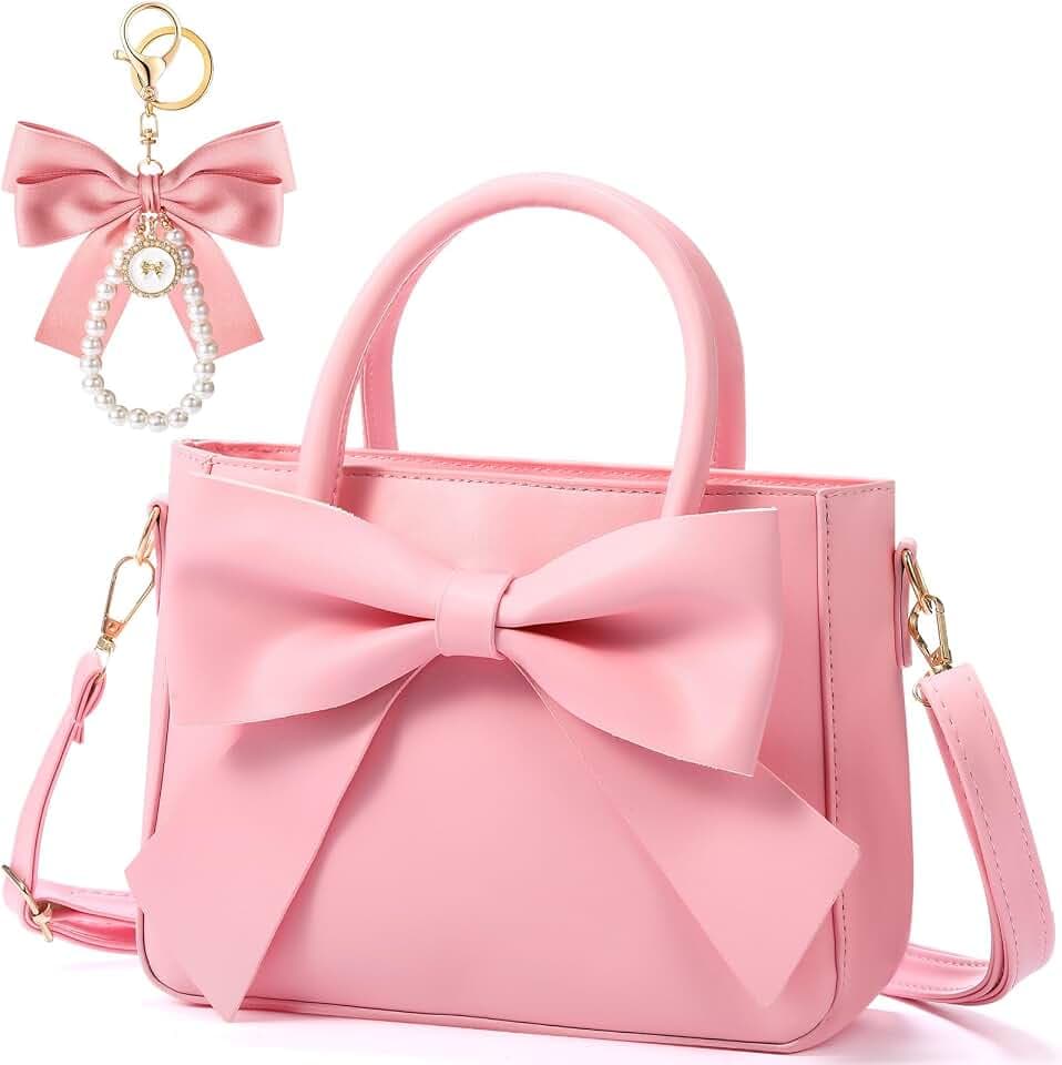 Abbylike Cute Purses for Women Gift Leather Crossbody Bag with Bow Handbags with Adjustable Shoulder Strap