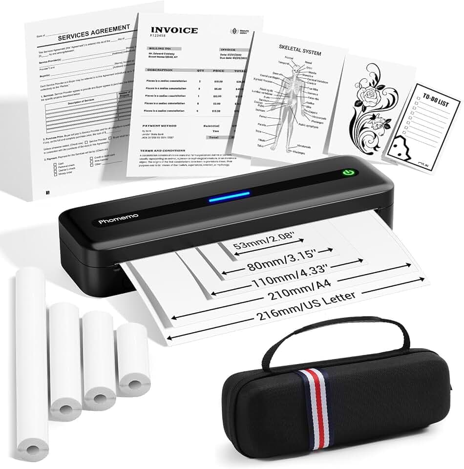 Phomemo M832 Portable Thermal Printers Wireless for Travel with Case