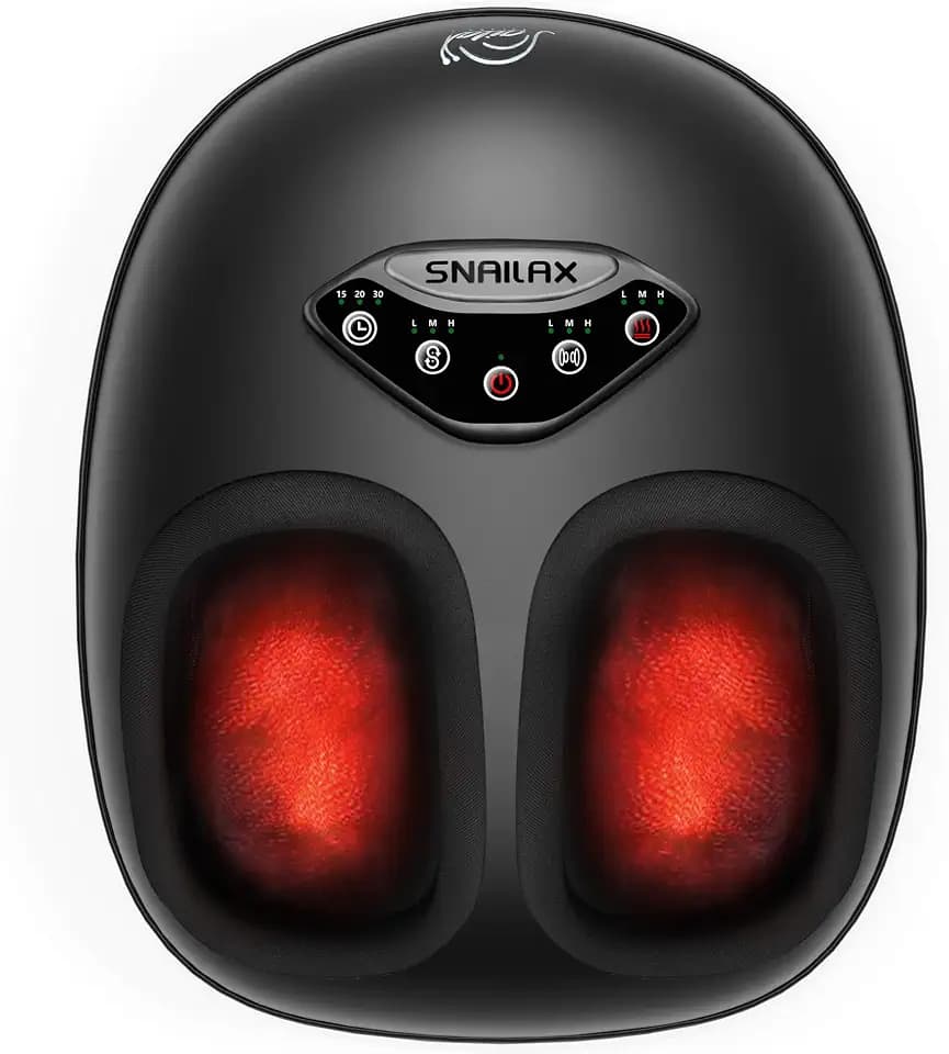 Snailax Fußreflexzonen Massagegerät mit Wärme, Elektrisches Shiatsu Fußmassagegerät mit Knetmassage & Luftkompression, Fußwärmer mit Timer, Wellness Geschenk für Frauen und Männer