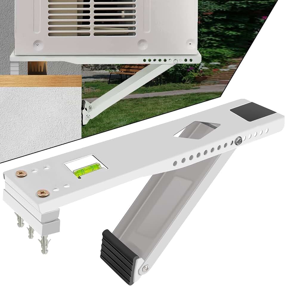 Halterung für Klimaanlage, lindert Gewichtsbelastung auf den Fensterrahmen, A/C, sichere Halterungshalterung, installiert von innen im Haus, integrierte Wasserwaage, Fenster-Halterung bis zu 38,6 kg.