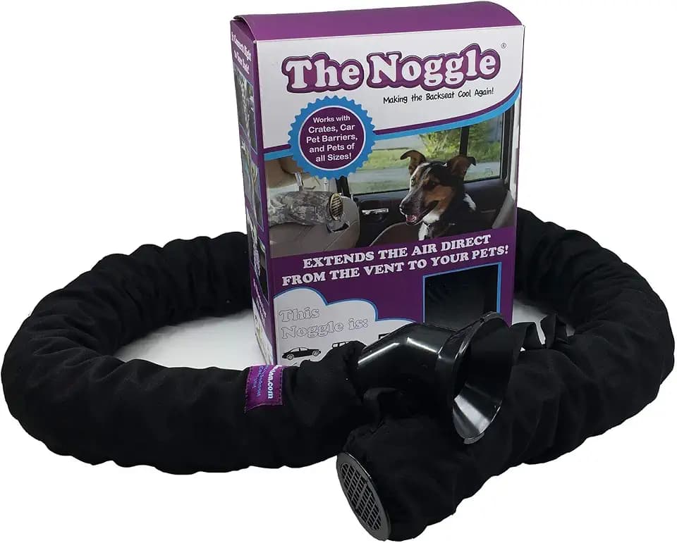 The Pet Noggle - Extend Hot and Cold Air From Your Dash AC Vent to Pets in the Back Seat - Summer and Winter Vehicle Traveling System to Keep Dogs and Cats Comfortable in the Car - 10ft, Black Ice