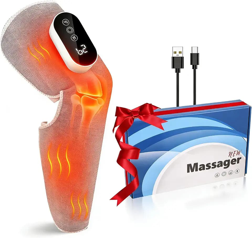 Kabellose Beinmassagegerät,Bein Massagegerät mit 3 Intensitäten, 3 Massagemodi und 3 Heizfunktion, Waden und Oberschenkel, Luftkompression Massagegerät mit Akku