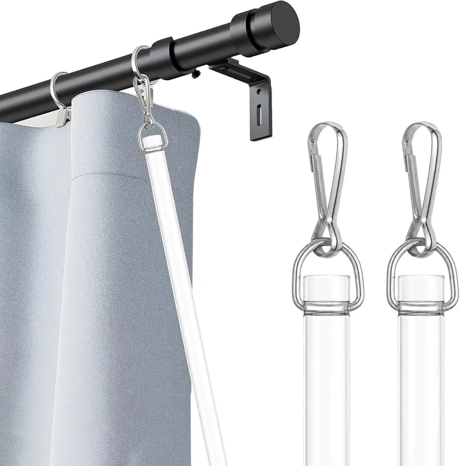 2 Pack 17Inch Curtain Pull Wand with Hook Clear Pull Rod for Curtain