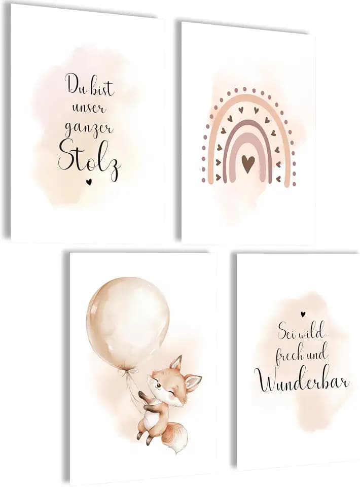 mojoliving Bilder Kinderzimmer jungen Baby Zimmer Poster Set Wandbilder Kinderzimmer mädchen Babyzimmer Deko Bilder für Baby Zimmer Dekoration (Wunder)