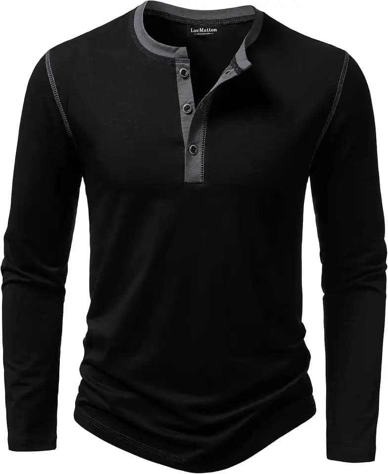 LucMatton Men's Slim Fit Casual Long Sleeve T-Shirt