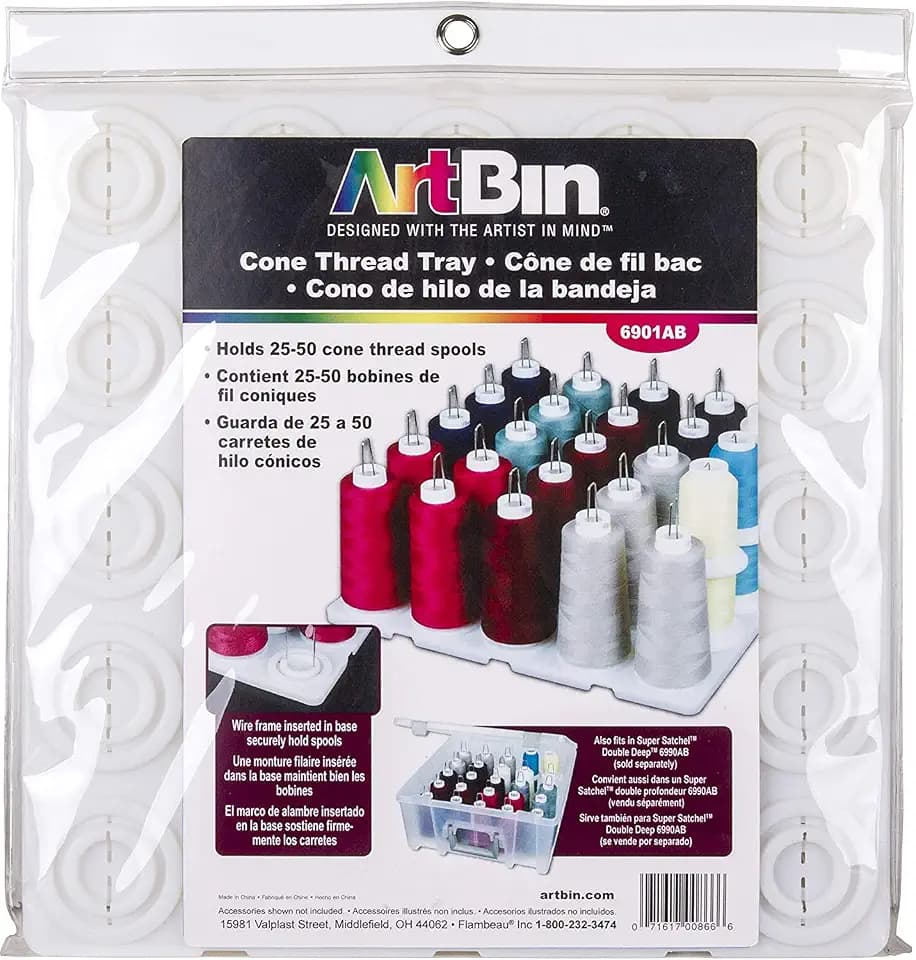 ArtBin Super Satchel Cone Thread Tray, Serger Spool Organizer, White
