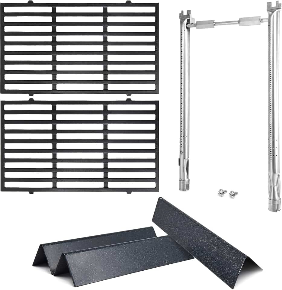 Grill Parts for Weber E-210, E-220, S-210, S-220 Spirit I&II 200 Series with Front-Mounted Control 7635 Flavorizer Bars 7637 Grill Grates 69785 Grill Burners Replacement for Weber