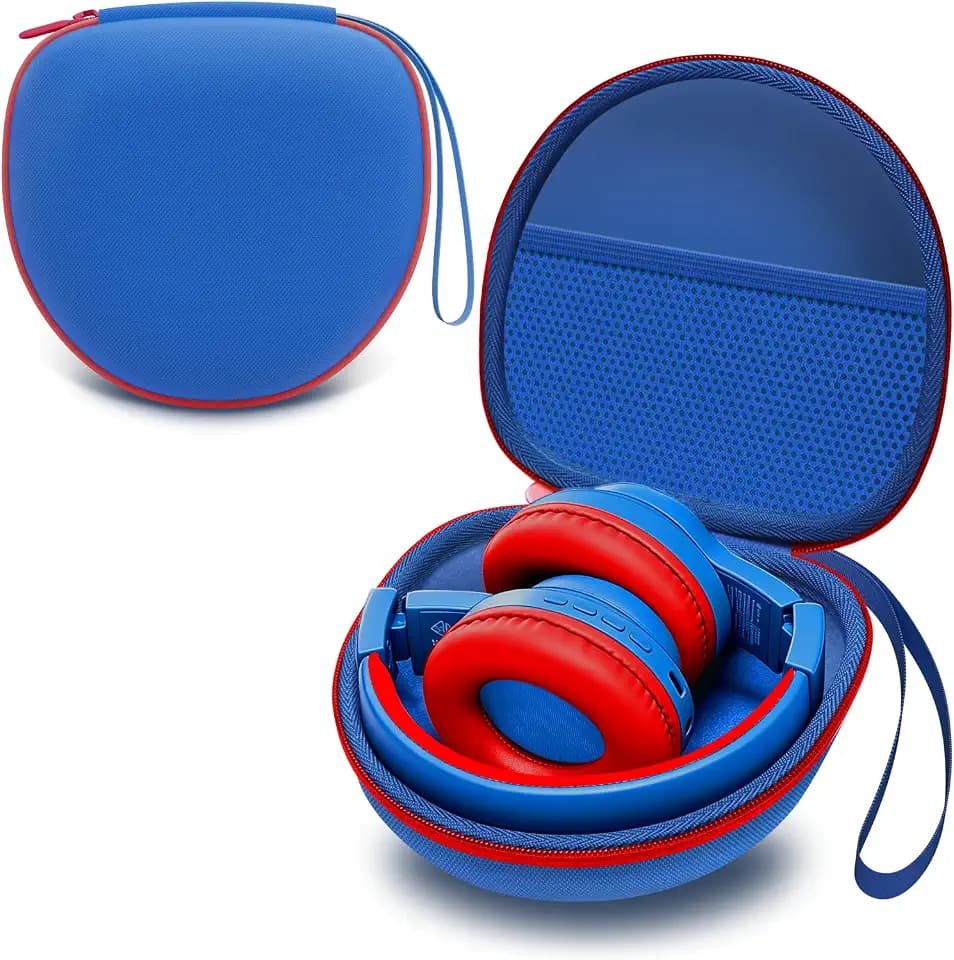 Kids Headphones Case for Folding Headphone, Blue+Red Edge (Case Only)