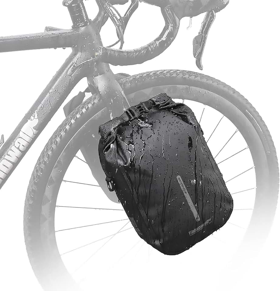 Rhinowalk Bike Front Pannier Bag Fork Bag Waterproof Bicycle Rack Bag Shoulder Bag for E-Scooter Mountain Bike Accessories -Black, 6L