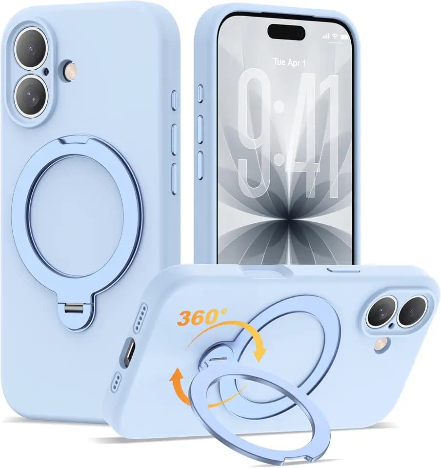 Case for iPhone 17 with 360°Spin Stand,6.3" Blue