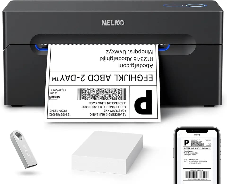 Nelko Bluetooth Thermal Shipping Label Printer, 4x6 Thermal Label Printer