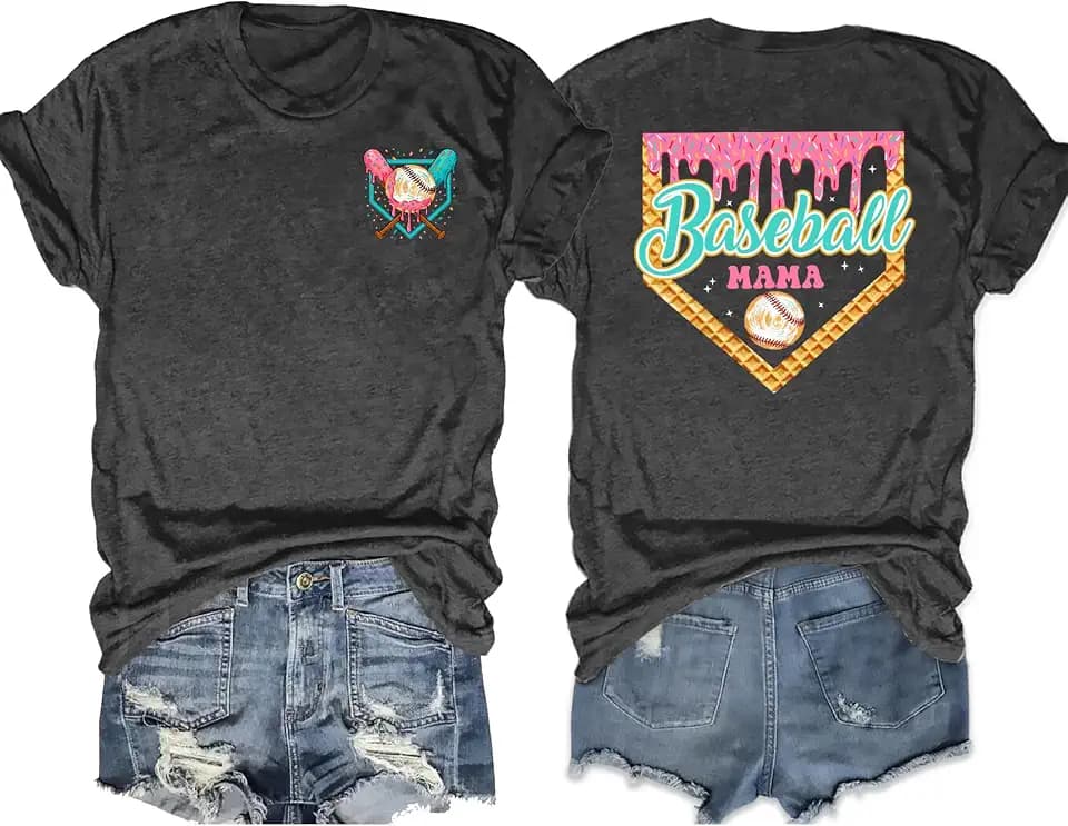 Baseball Mom Shirts Women in My Baseball Mom Era T Shirt Funny Baseball Graphic Tees Baseball Mama Tops