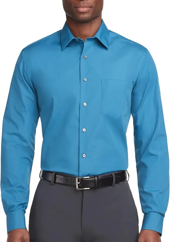 Van Heusen Mens Dress Shirt Regular Fit Poplin Solid