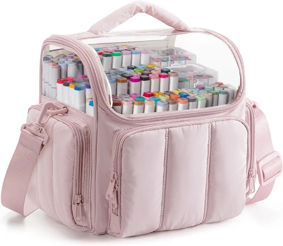 Rexmica Marker Organizer Case Storage Bag for 210 Markers, Pink