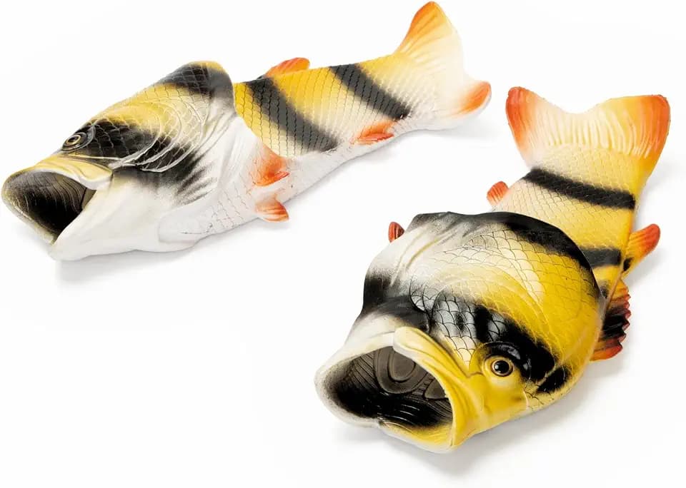 Coddies Fish Flip Flops - The Original Fish Slippers - Funny Gift, Unisex Sandals, Bass Slides, Pool, Beach & Fishing Shoes - Men & Women