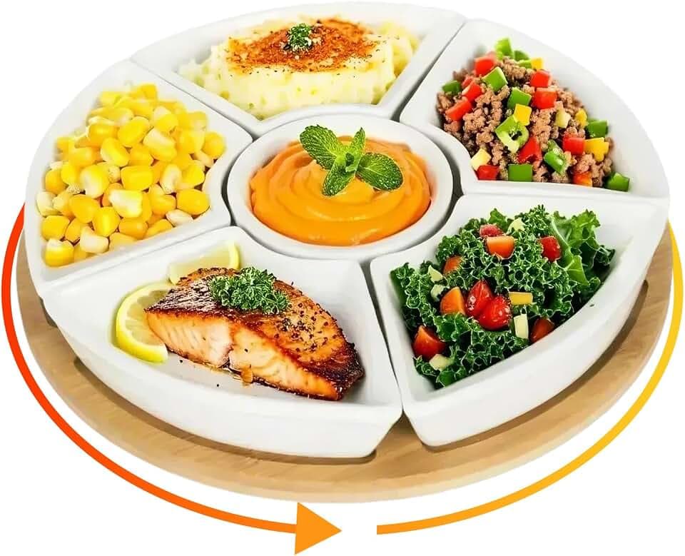 360° Rotatable Serving Tray and Platters, 11.5 Inch Ceramic