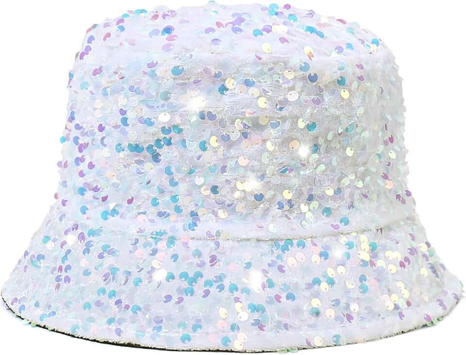 Pailletten-Hut für Damen und Herren, glänzender Sonnenhut, Glitzer, Disco-Hut