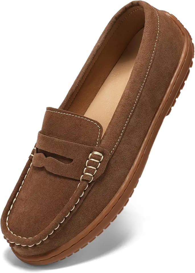 BEAUSEEN Women's Penny Loafers Slip-On - Lightweight Breathable Suede Driving Moccasins,Cute Business Casual Dress Shoes for Work & Travel