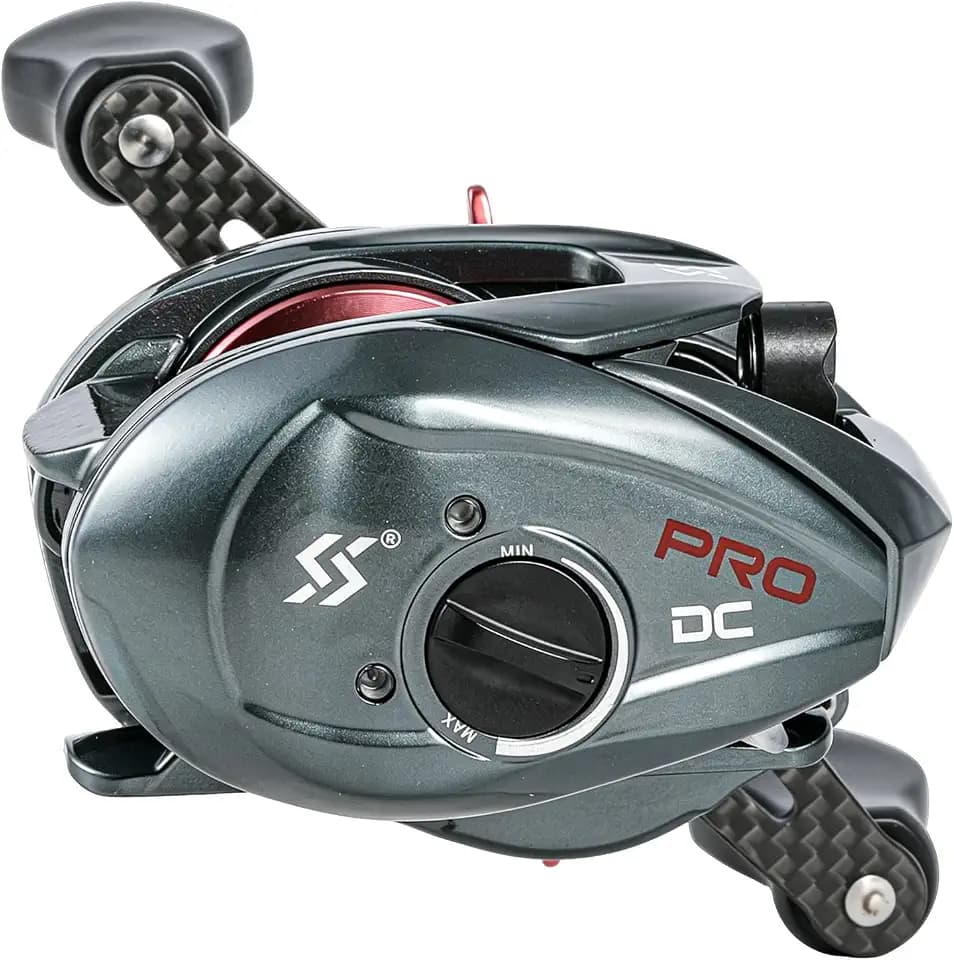 Sougayilang Upgraded DC Baitcasting Reel with Digital Control Braking, Carbon Fiber Handle, 7+1 Stainless Steel Bearings, 7.2:1 Gear Ratio, Brass Gear, Audible Drag Clicker