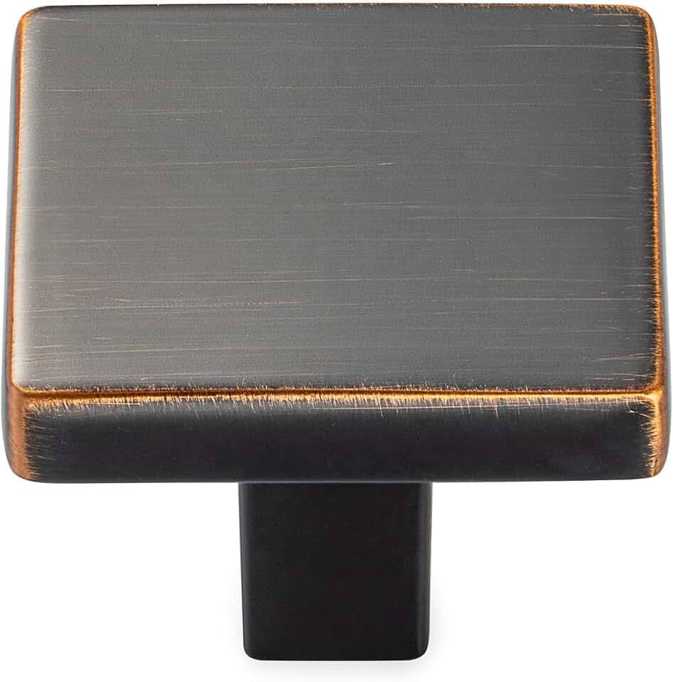 KOOFIZO 10 Pack Oil Rubbed Bronze Cabinet Knobs Square Single Hole Pull K03