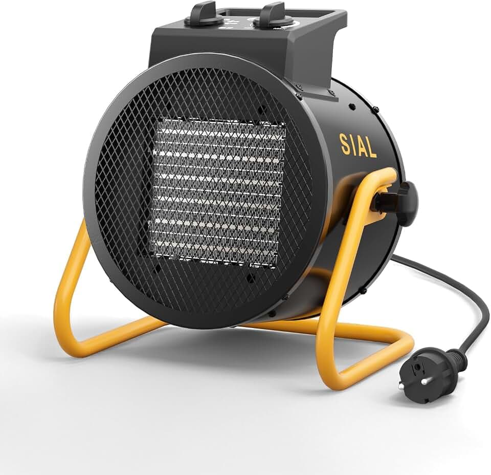 SIAL 3000W Heizlüfter - Elektroheizgebläse - Keramik Heizstrahler - Bauheizer Bautrockner - Heizgerät mit Überhitzungsschutz - Für Baustellen, Häuser, Werkstätten, Garagen - P3 - Schwarz