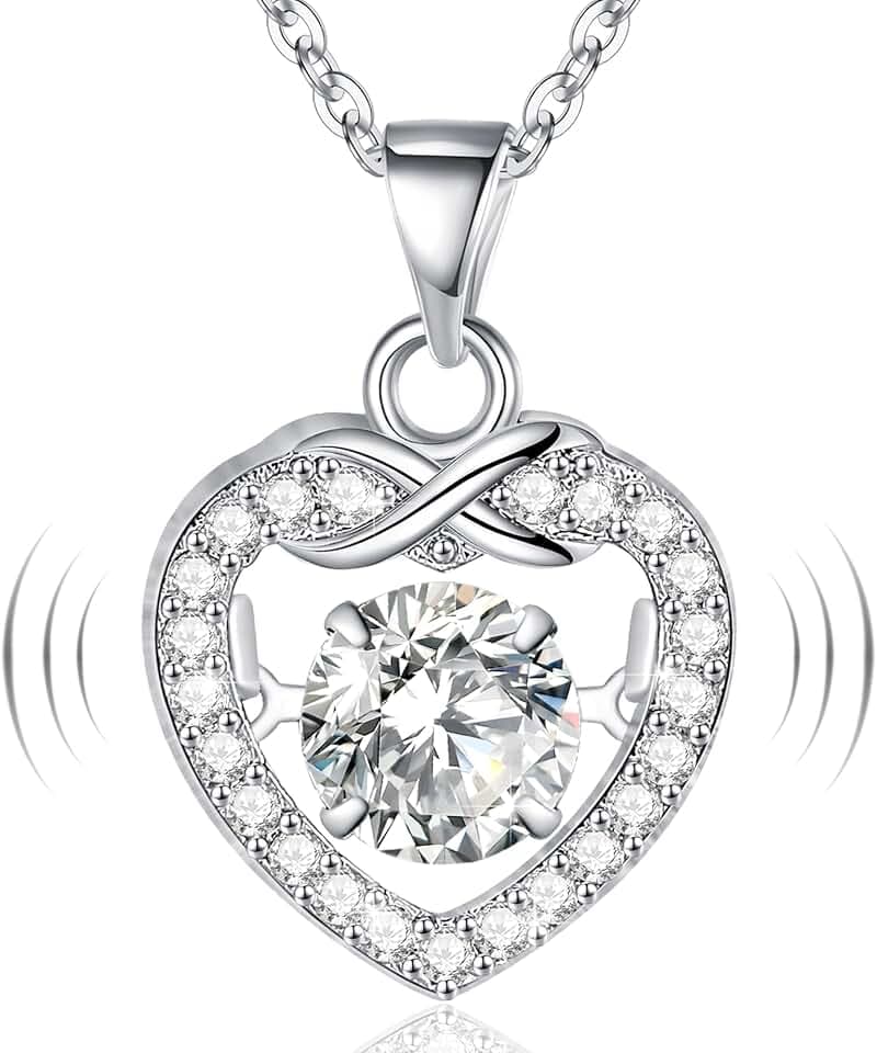 White Gold Moissanite Necklace for Women Infinity Love Pendant Fashion Jewelry Gifts for Mom Wife Friends