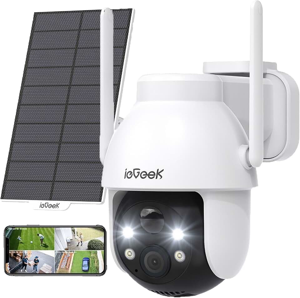 ieGeek 2K 3MP Überwachungskamera Aussen Solar, 360° PTZ Kamera Außen Akku