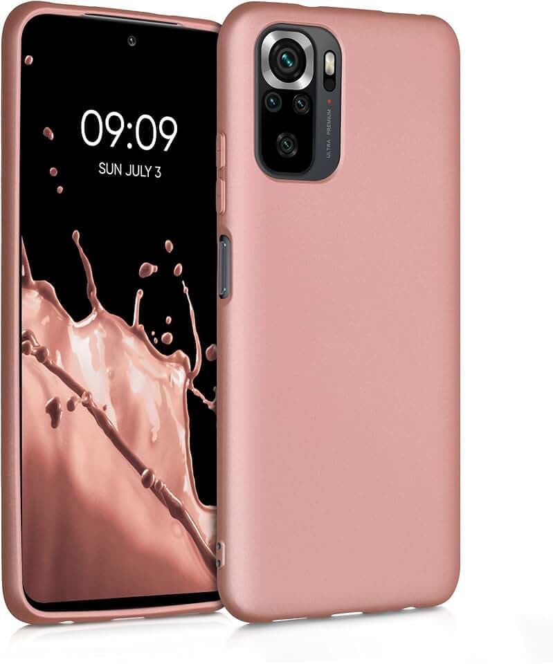kwmobile Handyhülle für Xiaomi Redmi Note 10 / Note 10S Hülle - Silikon Case metallisch schimmernd - Schutzhülle Cover - Metallic Rosegold