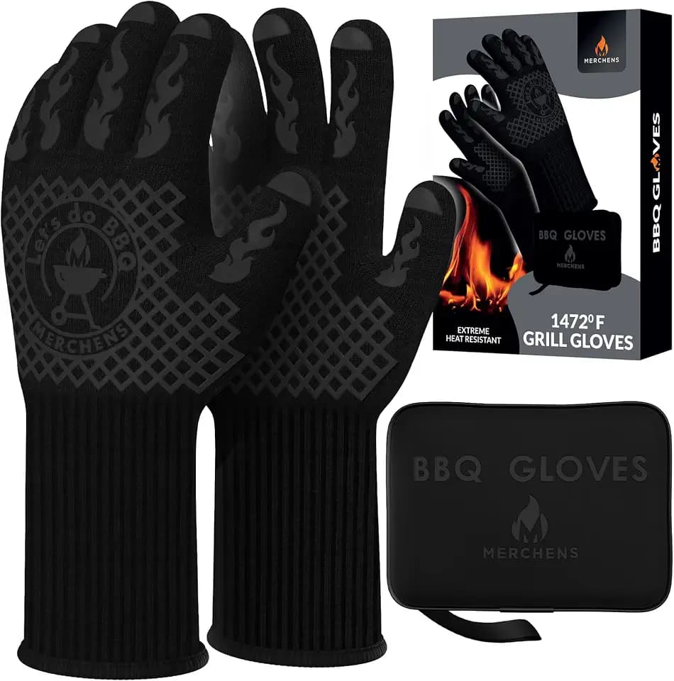 BBQ Grill & Oven Gloves 1472°F Heat Resistant | Storage Case & Gift Box
