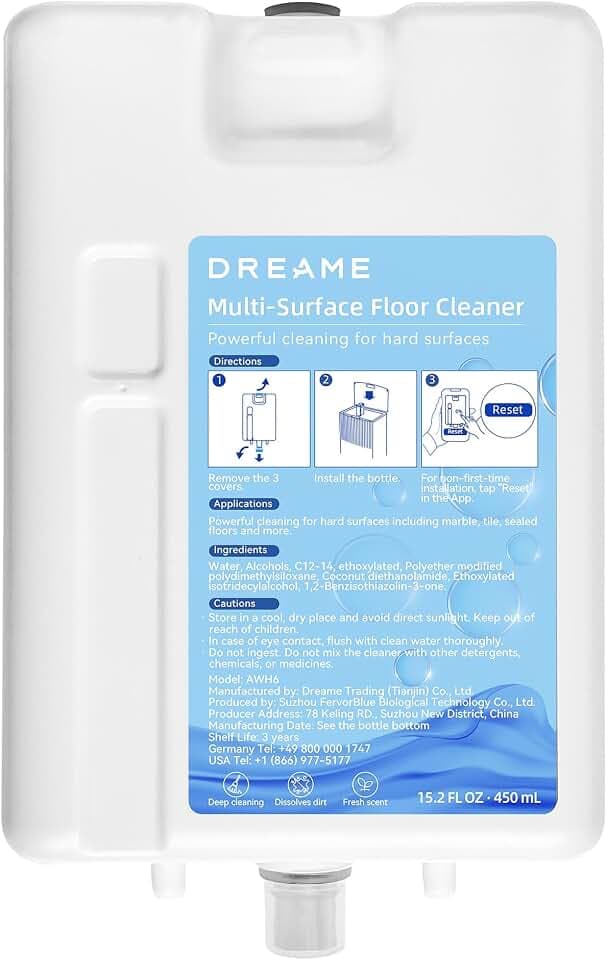 Dreame-Reinigungslösung für Dreame L20 Ultra, L20 Ultra Complete Roboterstaubsauger, 450-ml-Mehrflächenflasche für gründliche Reinigung