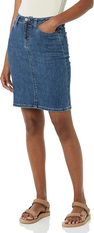 Amazon Essentials Damen Klassischer 5-Taschen-Jeansrock mit Stretchanteil, 60,3cm Länge (Erhältlich in Übergröße)