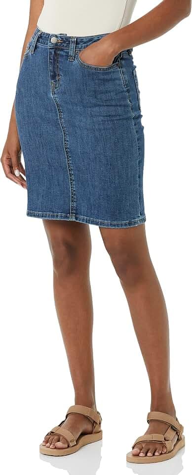 Amazon Essentials Damen Klassischer 5-Taschen-Jeansrock mit Stretchanteil, 60,3cm Länge (Erhältlich in Übergröße)