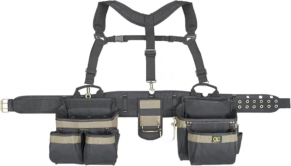 Custom Leathercraft6714 Heavy Duty Framers 5 Piece Comfort-lift Combo Tool Belt Apron, 31 Pocket,Black