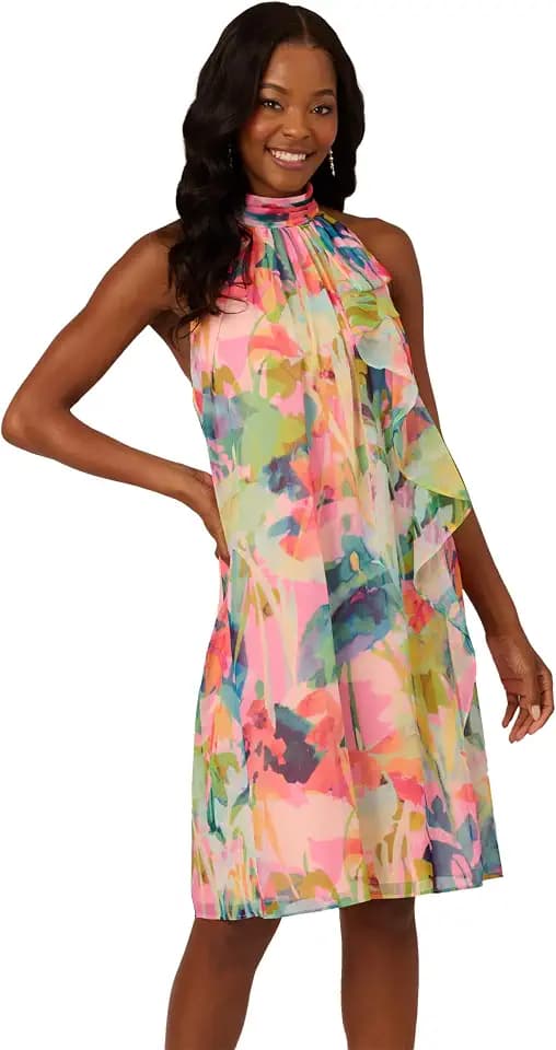 Adrianna Papell Halter Sheath Short Dress