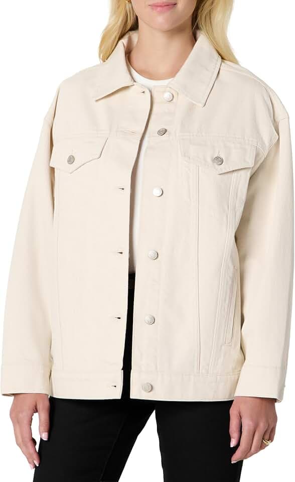 Amazon Essentials Damen Trucker-Jacke aus Denim Mit Taschen