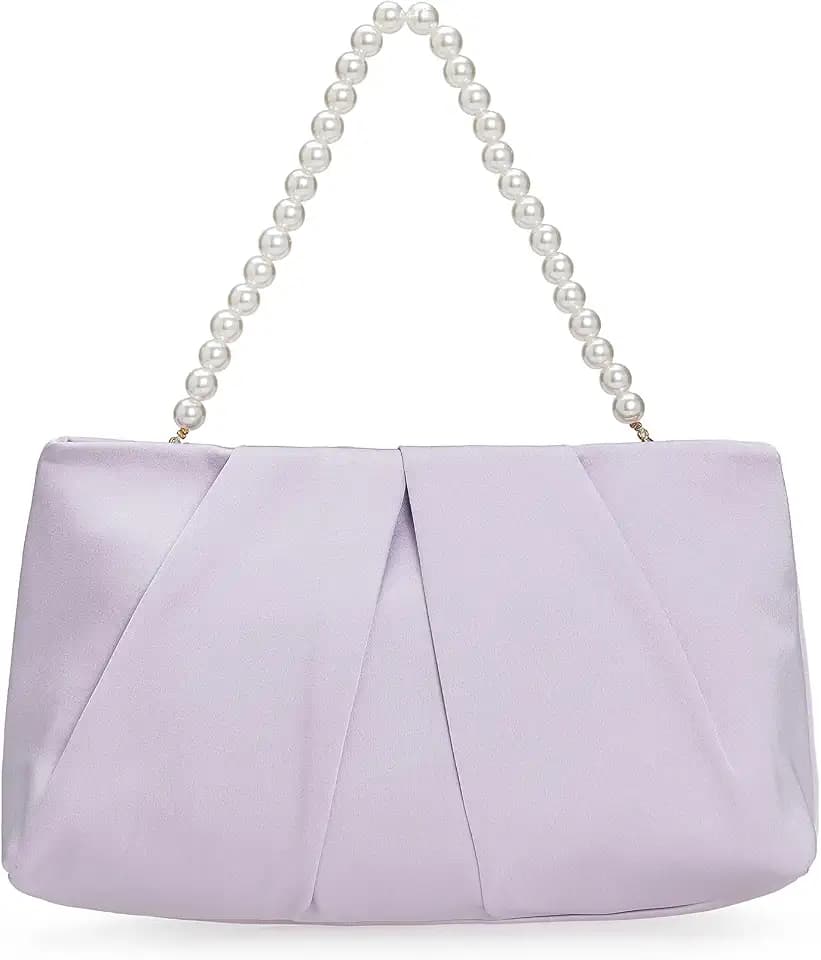 CHARMING TAILOR Evening Bag Women Wedding Party Handbag Small Dressy Formal Purse Pleated Satin Clutch