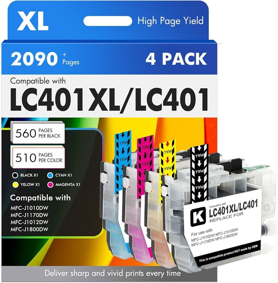 LC401XL MFC-J1010DW LC401 Ink Cartridges for Brother Printer MFC J101DW