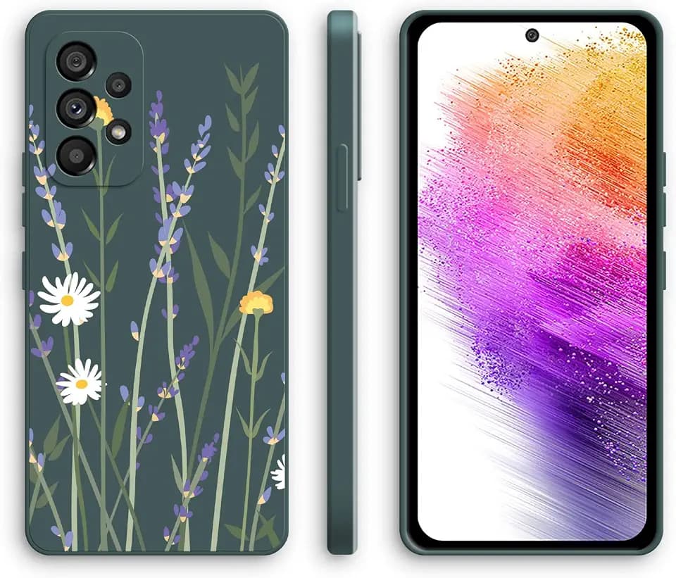 XINYEXIN Silikon Hülle für Samsung Galaxy A52 / A52 5G / A52s 5G mit Süßes Muster Ultra Dünn Gerade Kante Weiches Silikon Handyhülle Stoßfest Schutzhülle - Lavender, Green